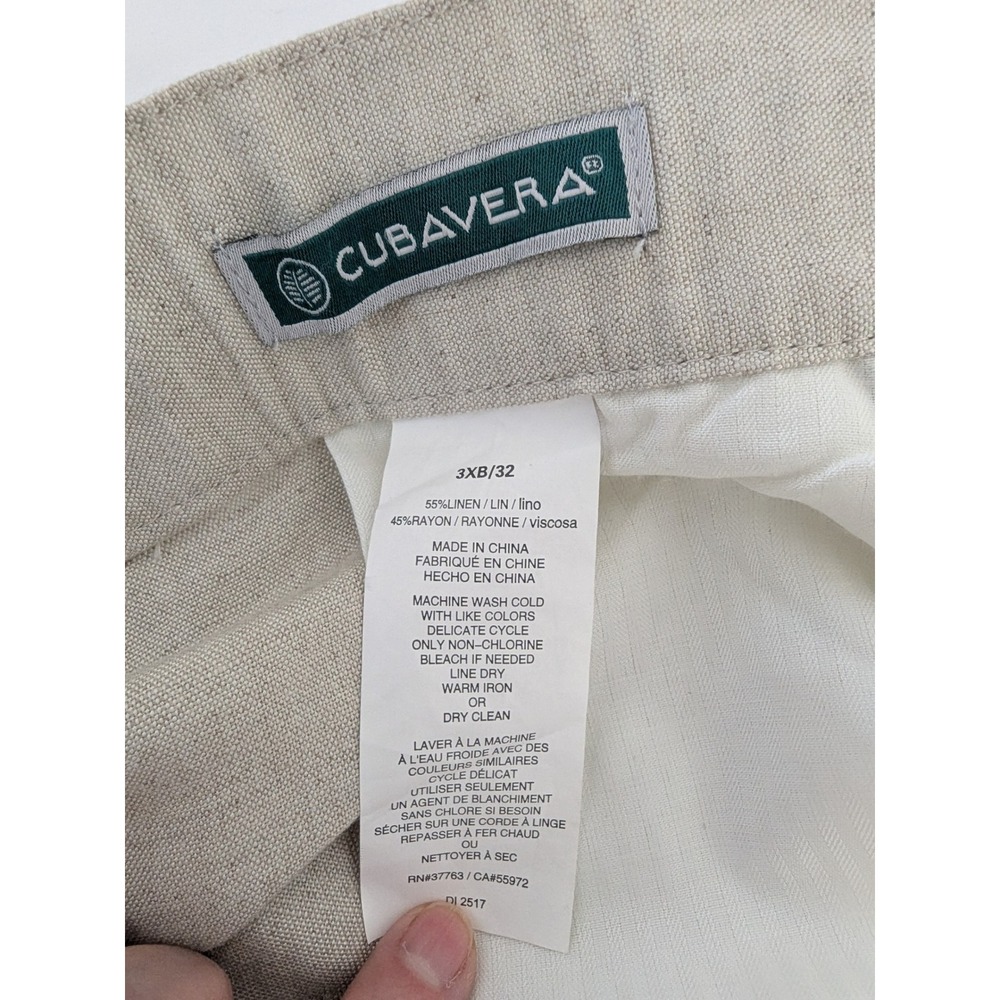 Cubavera Mens 3XB Linen Blend Drawstring Pants Beige Relaxed Straight Leg New - Picture 4 of 8